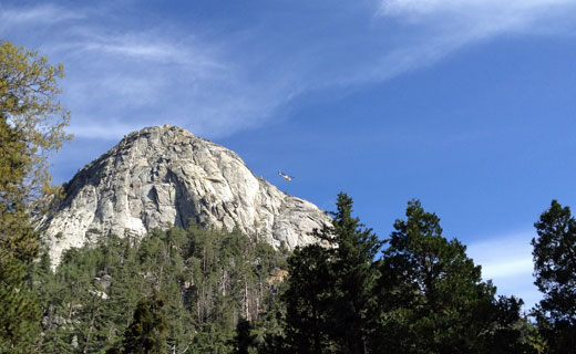CAL Fire Helicopter above subjects